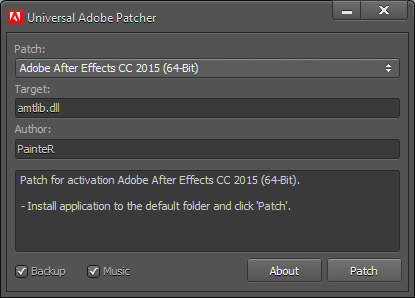 Adobe CC Patch Screen