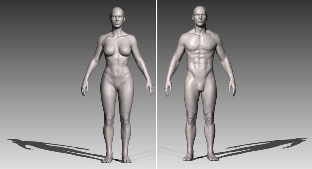 realistic white male and female bundle 3d model obj ztl