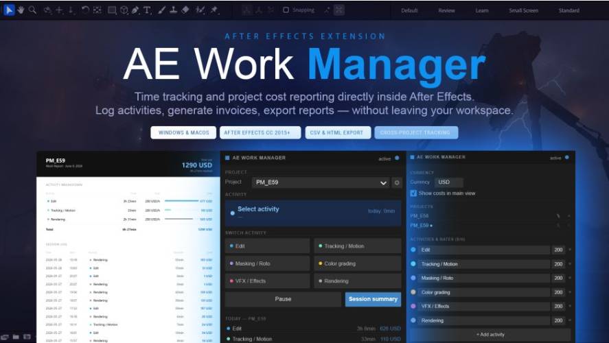 AEScripts AE Work Manager 1.0.0 for After Effects Free Download AE Work Manager